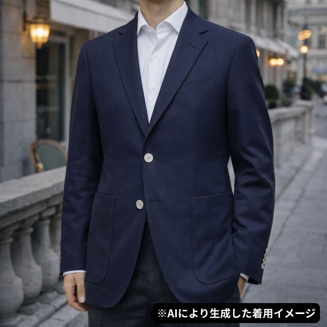 美品✨ヒューゴボス テーラードジャケット 鹿子 シェルボタン コットン ネイビー