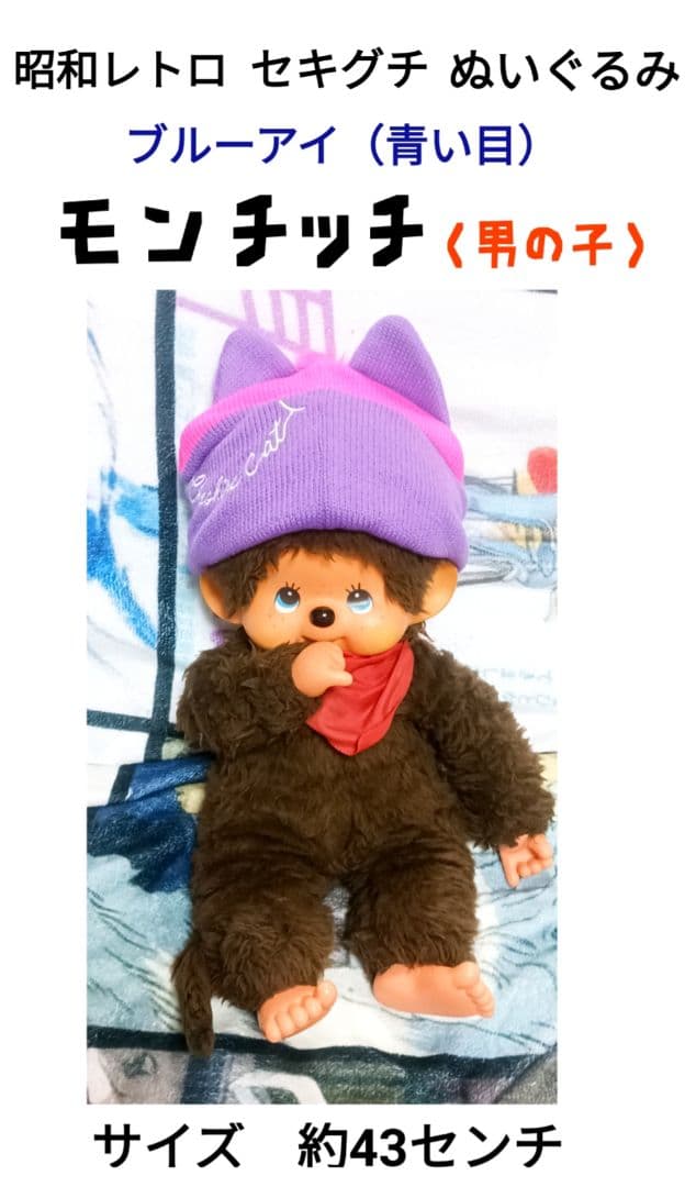 希少　昭和レトロ　ブルーアイ　モンチッチ　ぬいぐるみ　男の子①