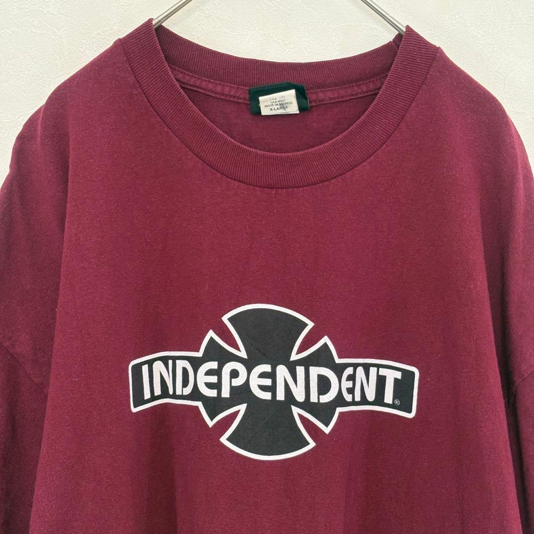 INDEPENDENT Tシャツ【XL】ボルドー メキシコ製 NHS