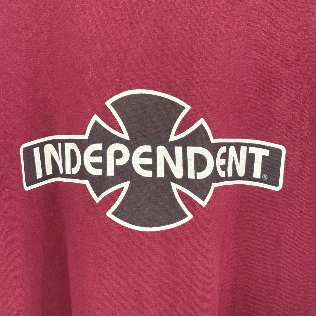 INDEPENDENT Tシャツ【XL】ボルドー メキシコ製 NHS