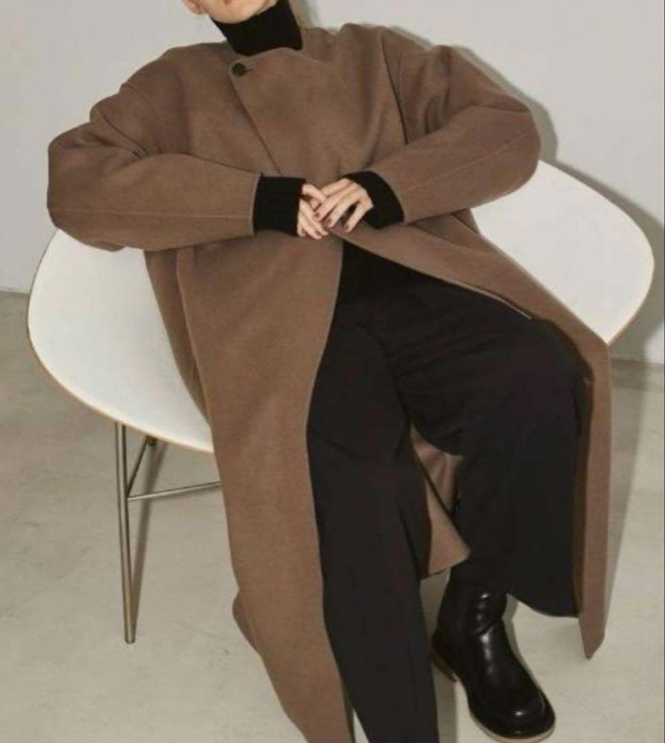 美品　todayful Stole Wool Coat モカ　36