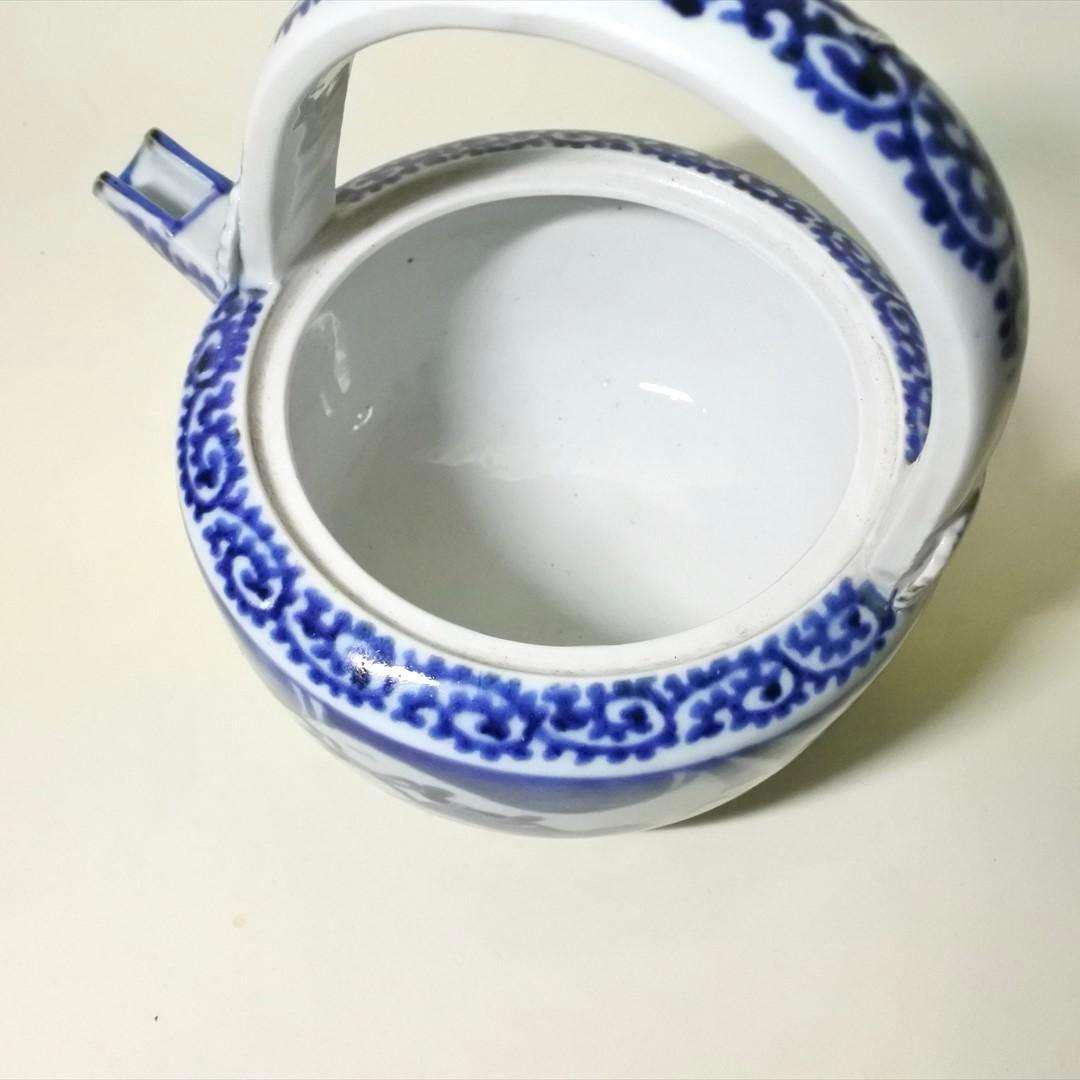 江戸中期　古伊万里　染付　蛸唐草　水注　持ち手　骨董品　アンティーク　j