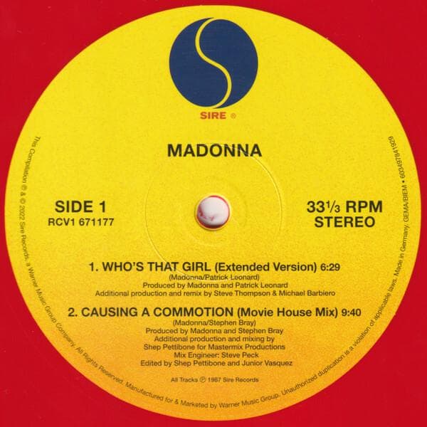 新品　マドンナ　Who's That Girl EP　RSD 限定カラーレコード