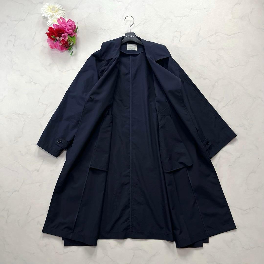 極美品☆IENA イエナ　Pe/ポプリンオーバートレンチコート　ネイビー　38