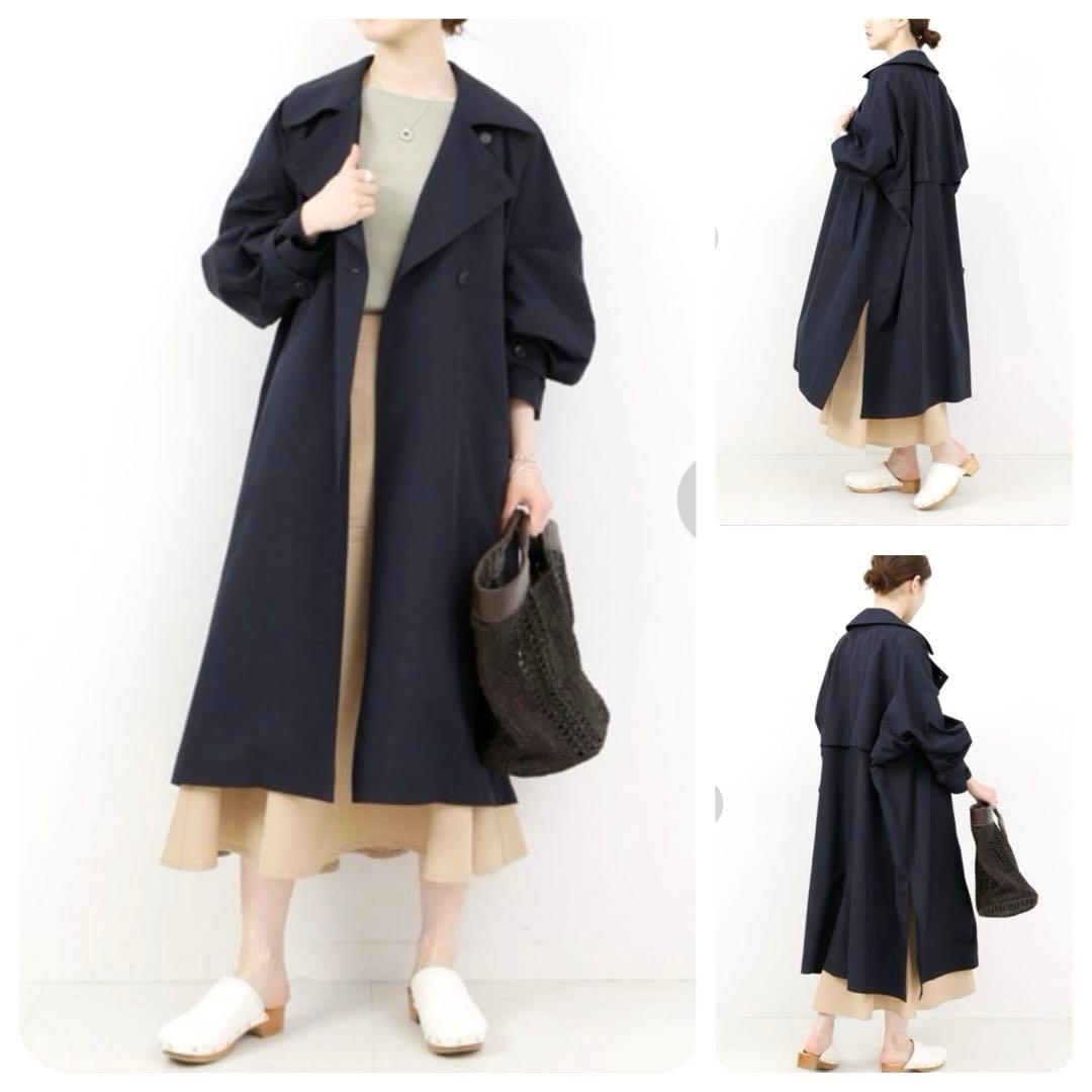 極美品☆IENA イエナ　Pe/ポプリンオーバートレンチコート　ネイビー　38