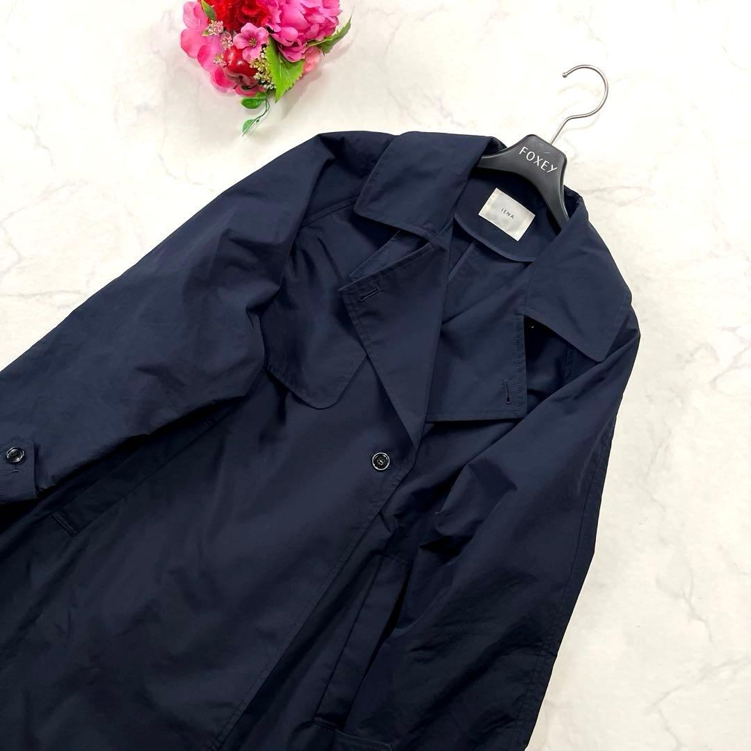 極美品☆IENA イエナ　Pe/ポプリンオーバートレンチコート　ネイビー　38