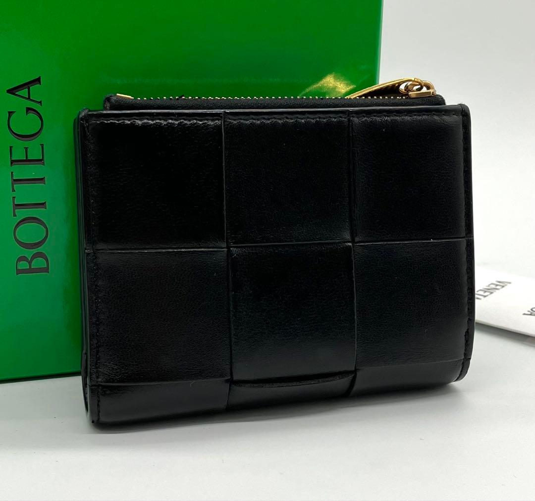 ⭐️極美品 ボッテガ ヴェネタ カセット イントレチャート 二つ折り財布 ブラック