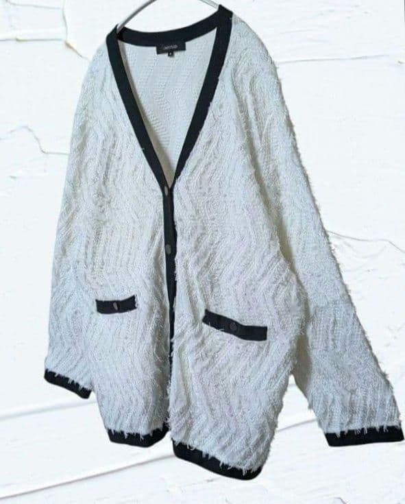 ❤美品❤UNTITLEDアンタイトル カーディガン 大きいサイズ 麻混 白 ４８
