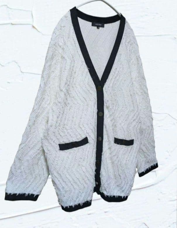 ❤美品❤UNTITLEDアンタイトル カーディガン 大きいサイズ 麻混 白 ４８