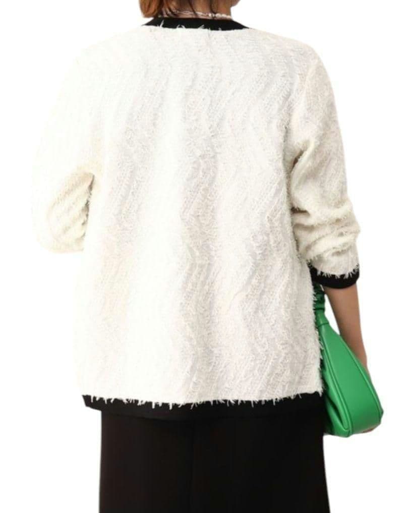 ❤美品❤UNTITLEDアンタイトル カーディガン 大きいサイズ 麻混 白 ４８
