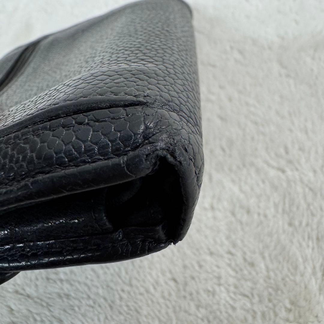 シャネル　CHANEL 財布　ウォレット　キャビアスキン　ブラック