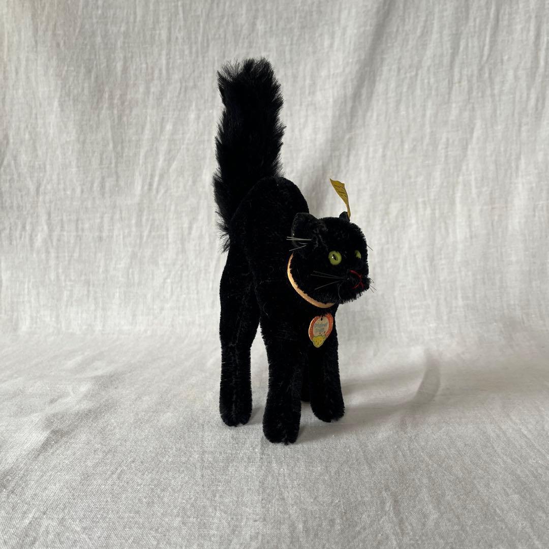 【完品】アンティーク　シュタイフ　トムキャット　黒猫