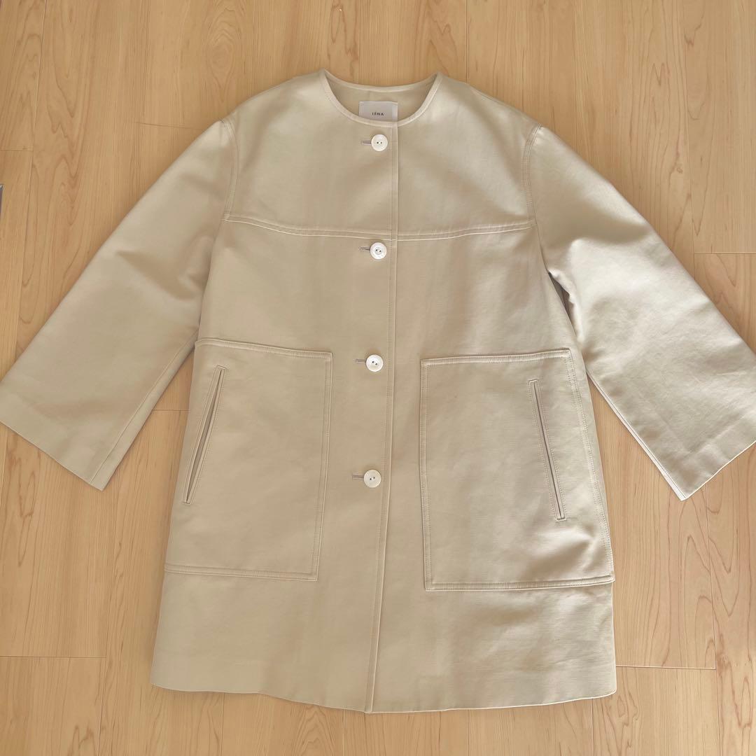 【美品】IENA イエナ 二重織 ギャバ BOXYコート イエローベージュ 36