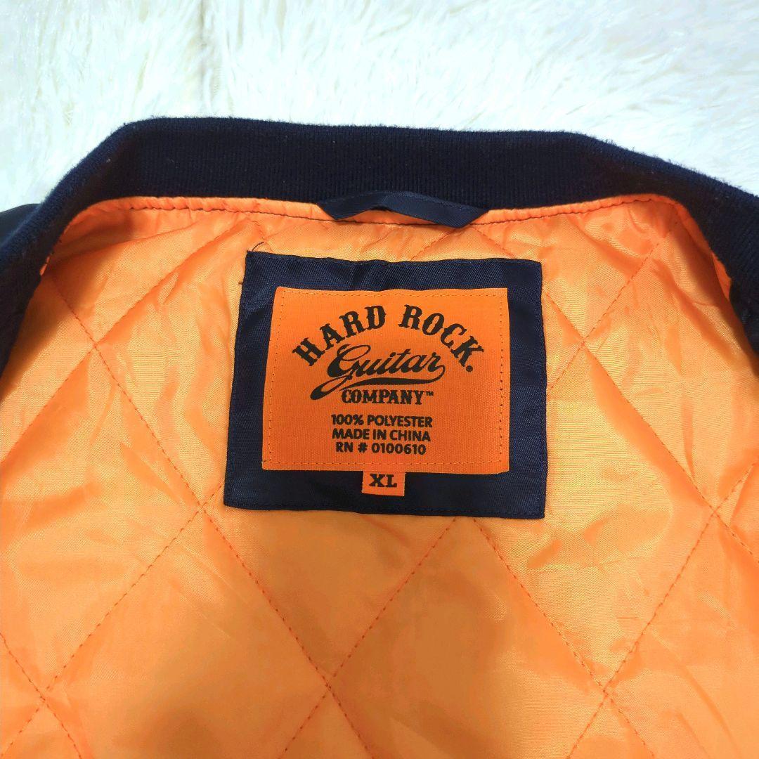 美品✨️　希少　HardRockCAFE　MA-1　XL ネイビー 大きいサイズ