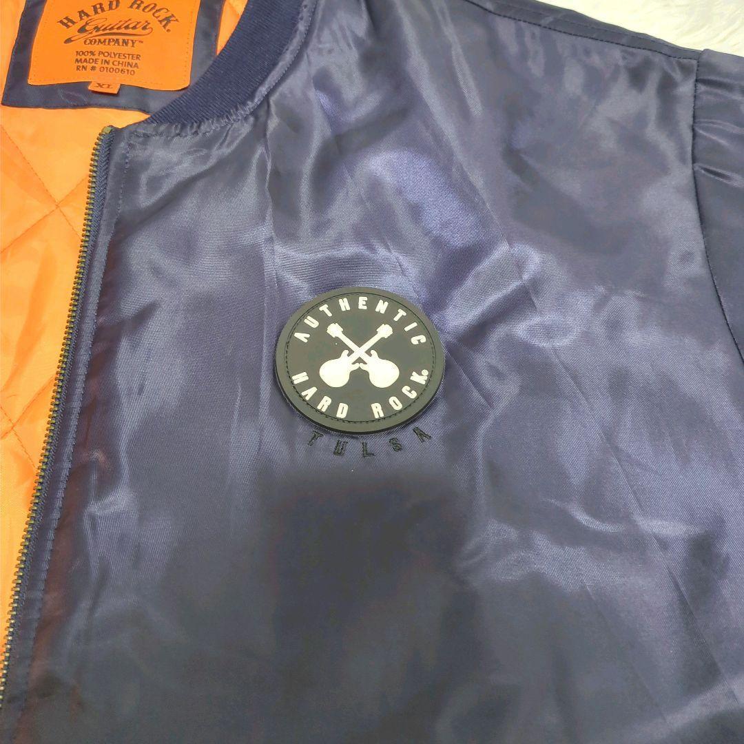 美品✨️　希少　HardRockCAFE　MA-1　XL ネイビー 大きいサイズ