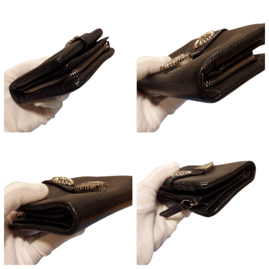 【ear】コンチョ 2つ折り財布 レザー 黒 コンパクト