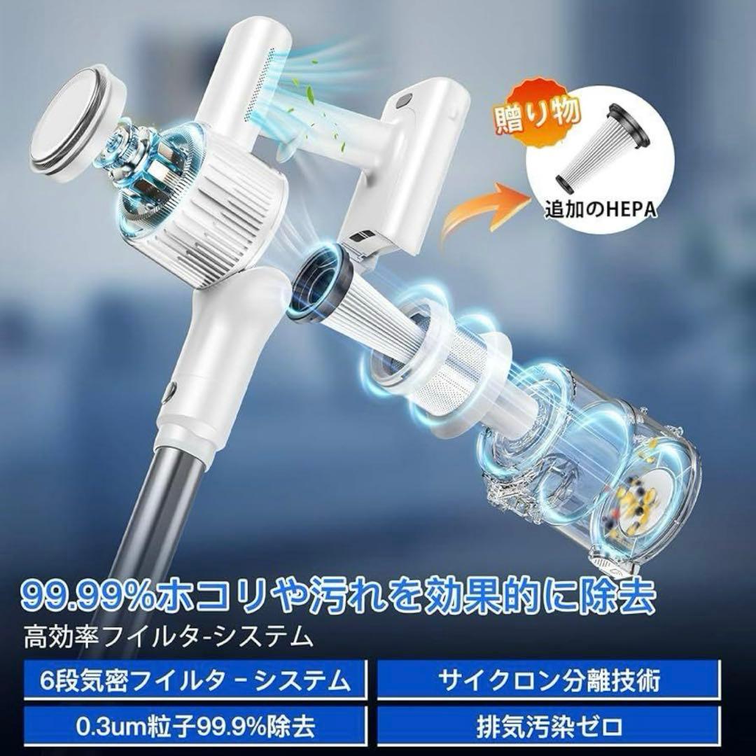 大特価❤️コードレス 掃除機 50000PA ホワイト 低層音 軽量 カーペット