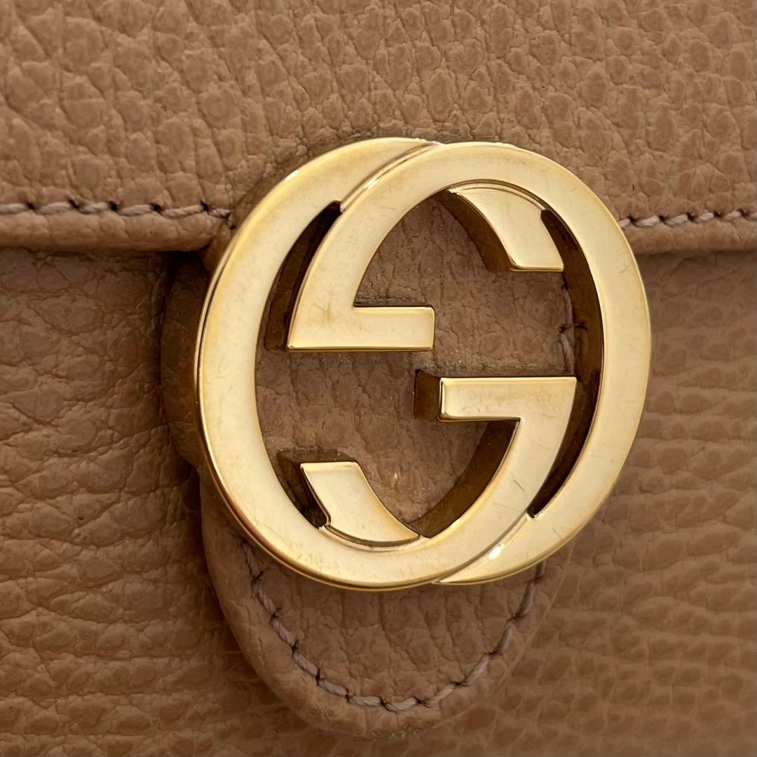 グッチ GUCCI 財布 二つ折り ミニ財布 ミニウォレット レザー ベージュ