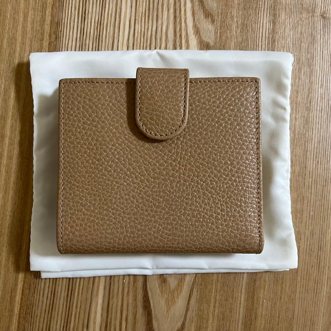 グッチ GUCCI 財布 二つ折り ミニ財布 ミニウォレット レザー ベージュ
