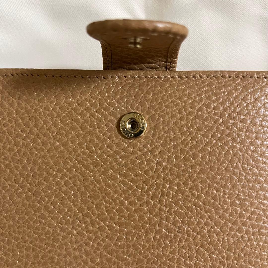 グッチ GUCCI 財布 二つ折り ミニ財布 ミニウォレット レザー ベージュ