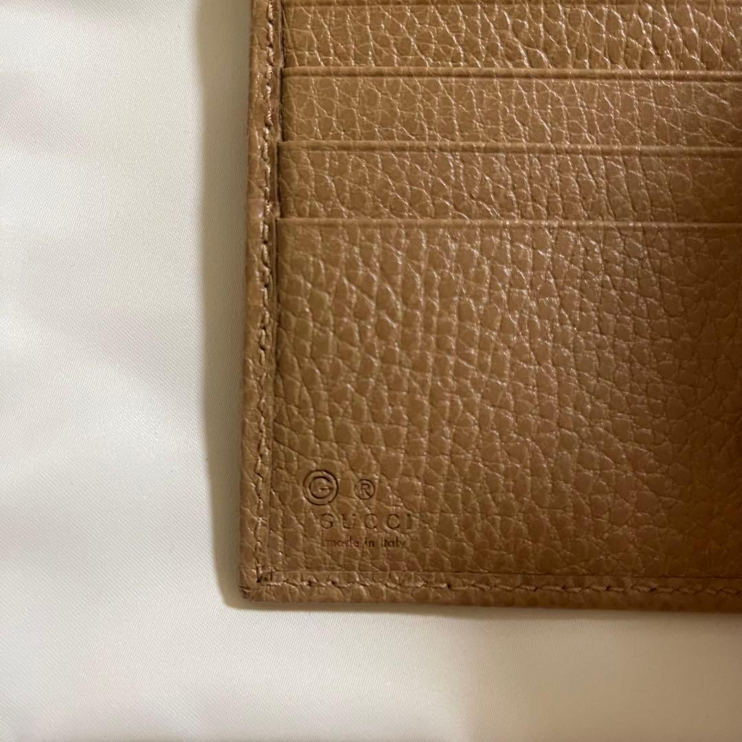 グッチ GUCCI 財布 二つ折り ミニ財布 ミニウォレット レザー ベージュ
