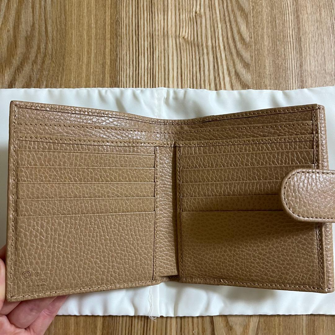 グッチ GUCCI 財布 二つ折り ミニ財布 ミニウォレット レザー ベージュ