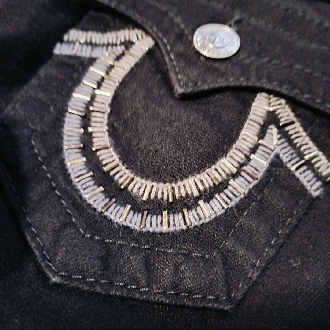 TRUE RELIGION BECKY USA製 フレアデニム 24 黒 ビーズ
