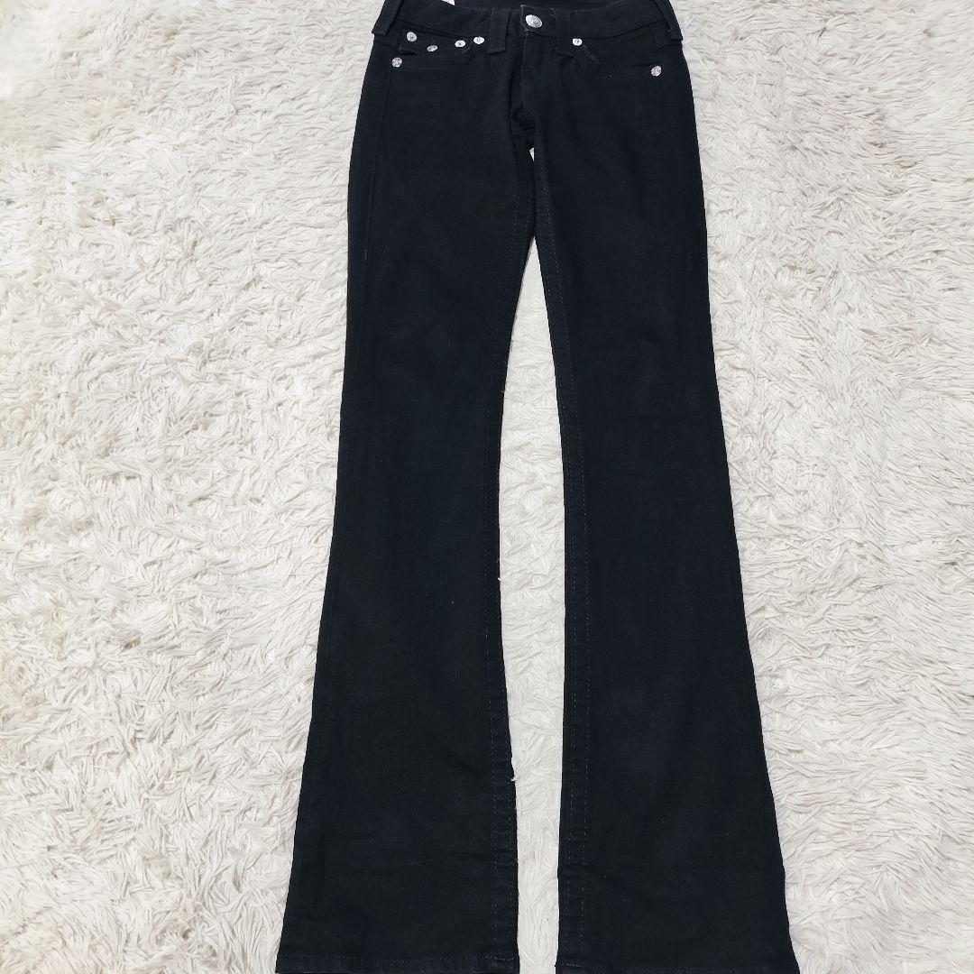 TRUE RELIGION BECKY USA製 フレアデニム 24 黒 ビーズ