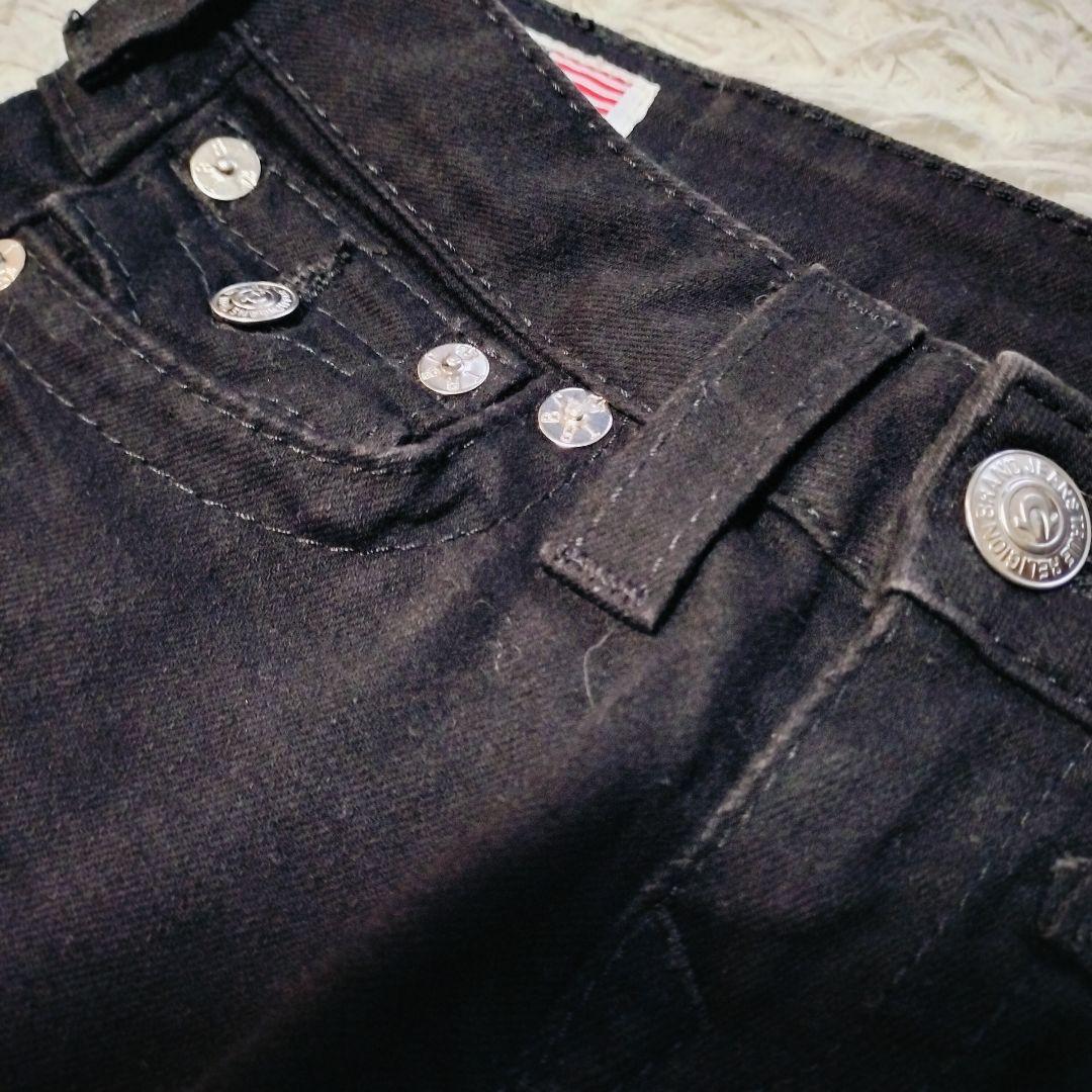 TRUE RELIGION BECKY USA製 フレアデニム 24 黒 ビーズ