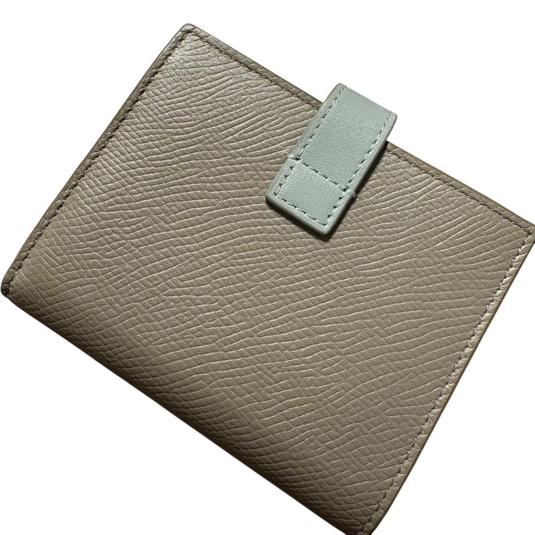 美品　セリーヌ　スモールストラップウォレット　二つ折り財布　レザー　バイカラー