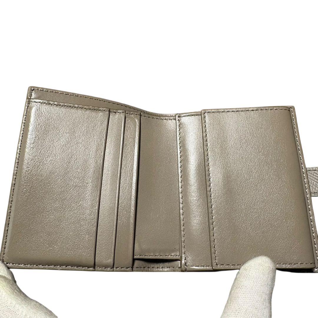 美品　セリーヌ　スモールストラップウォレット　二つ折り財布　レザー　バイカラー
