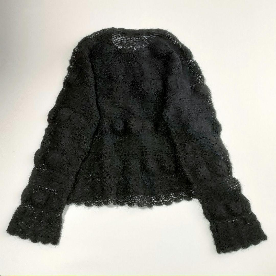 美品✨️カネコイサオ フラワーモチーフクロシェカーディガン 立体フラワー　モヘヤ