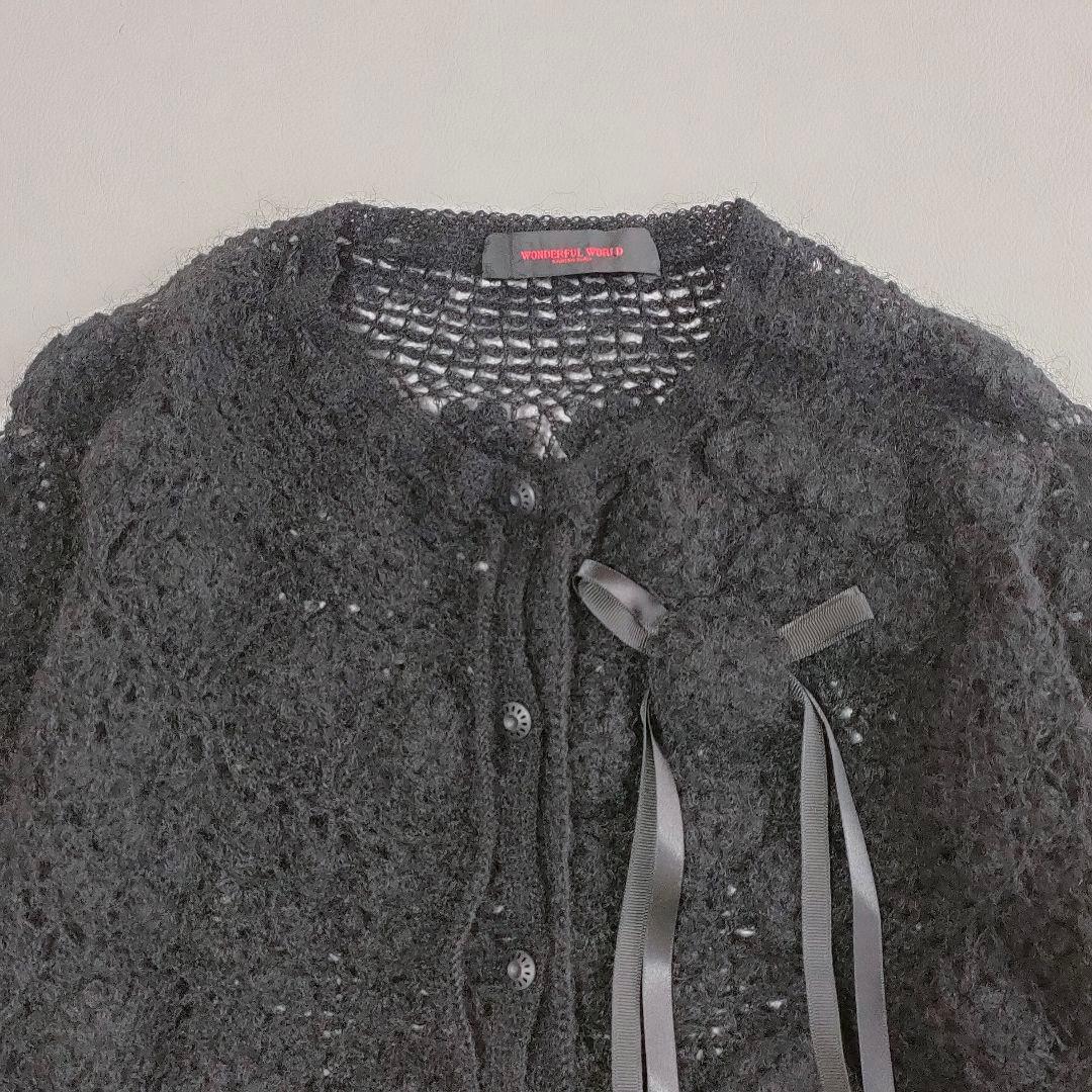 美品✨️カネコイサオ フラワーモチーフクロシェカーディガン 立体フラワー　モヘヤ