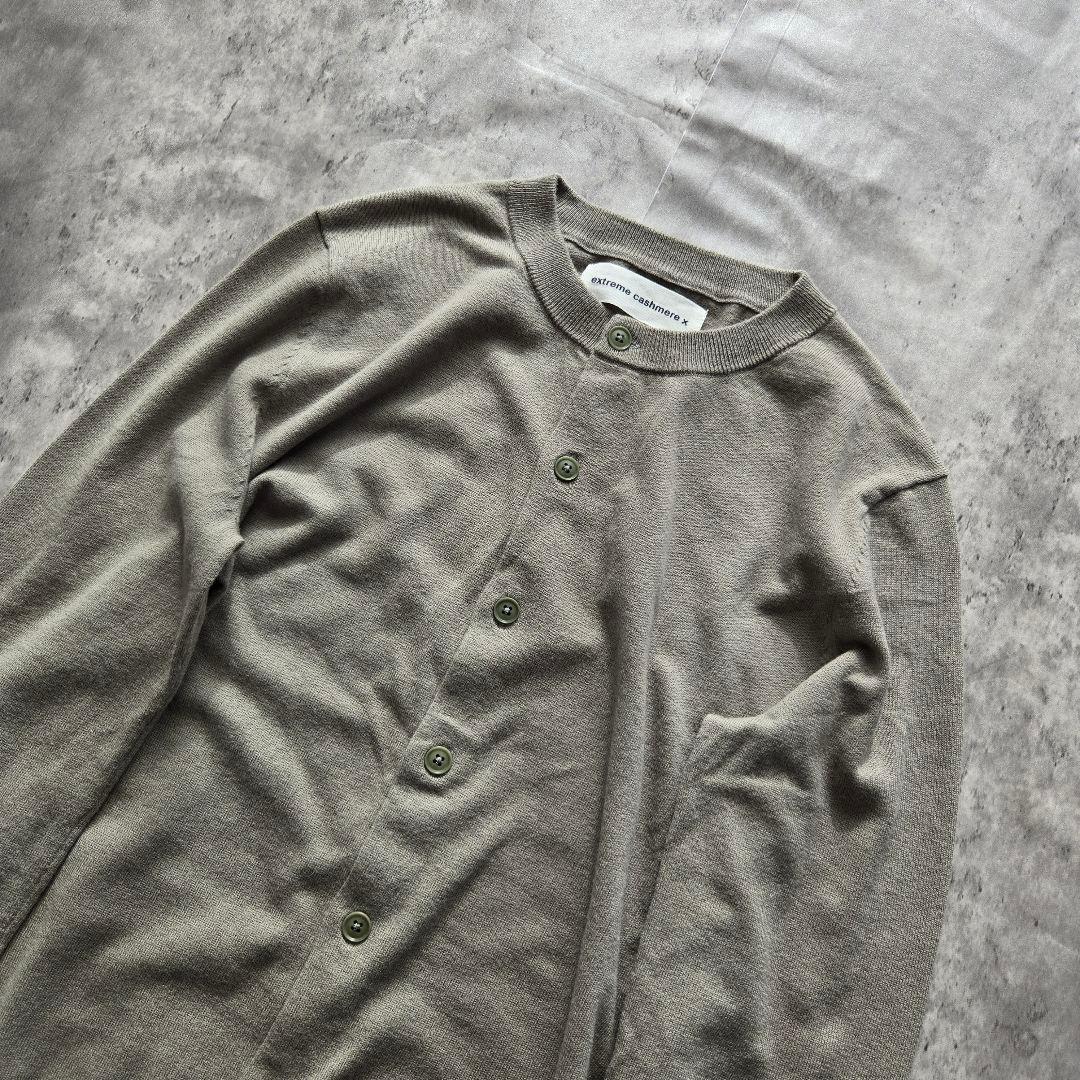 エクストリームカシミア コットンカシミア クルーネックカーディガン グリーン