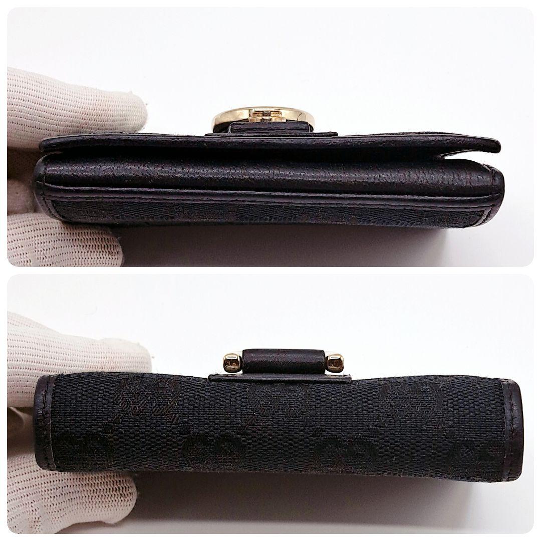 【美品】GUCCI 名刺入れ 黒 GGパターン キャンバス/レザー