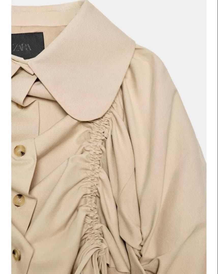 ZARA フリル付き　クロップド　トレンチコート　XS-S