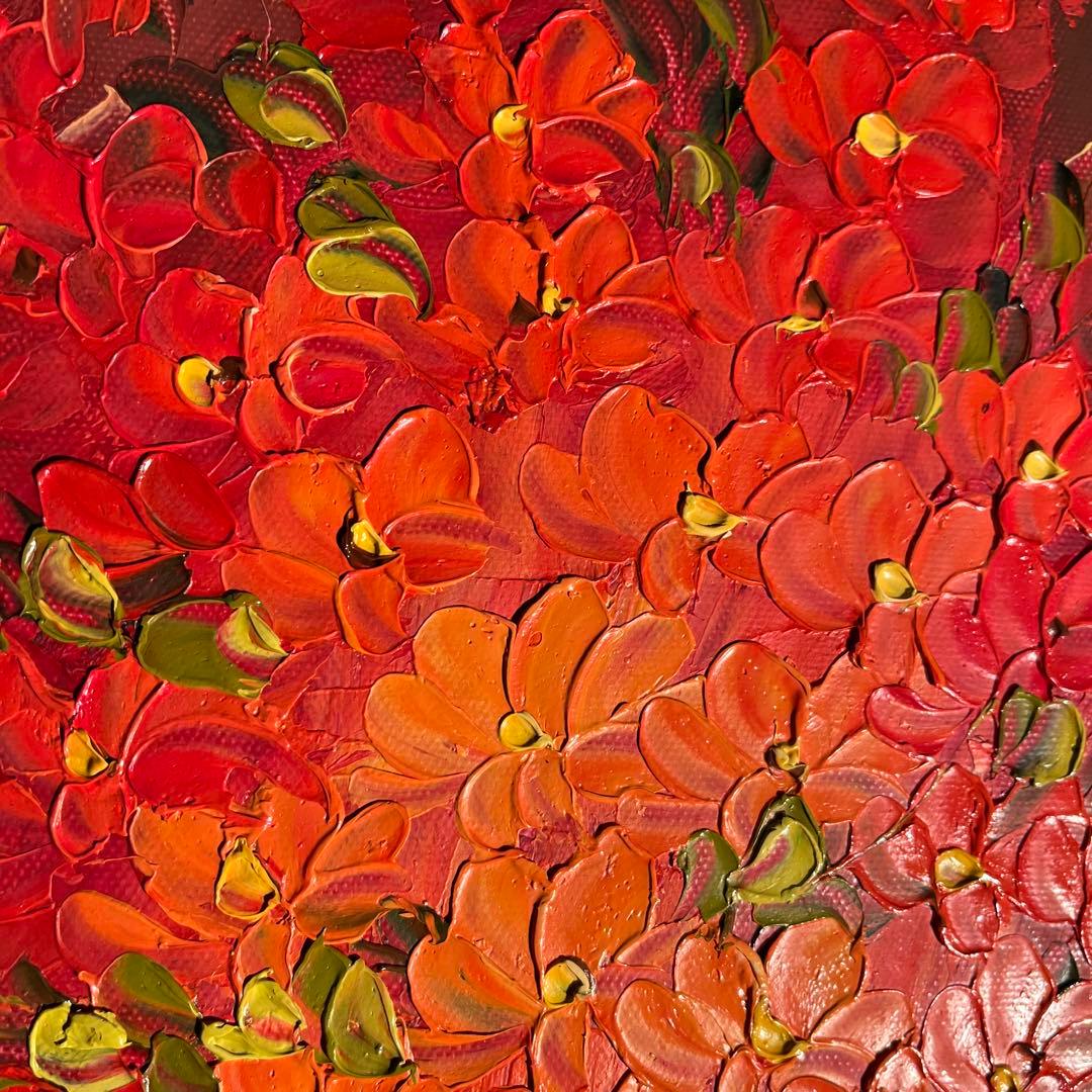 手書き油絵 花瓶の花 額付 絵画 インテリア 油彩画