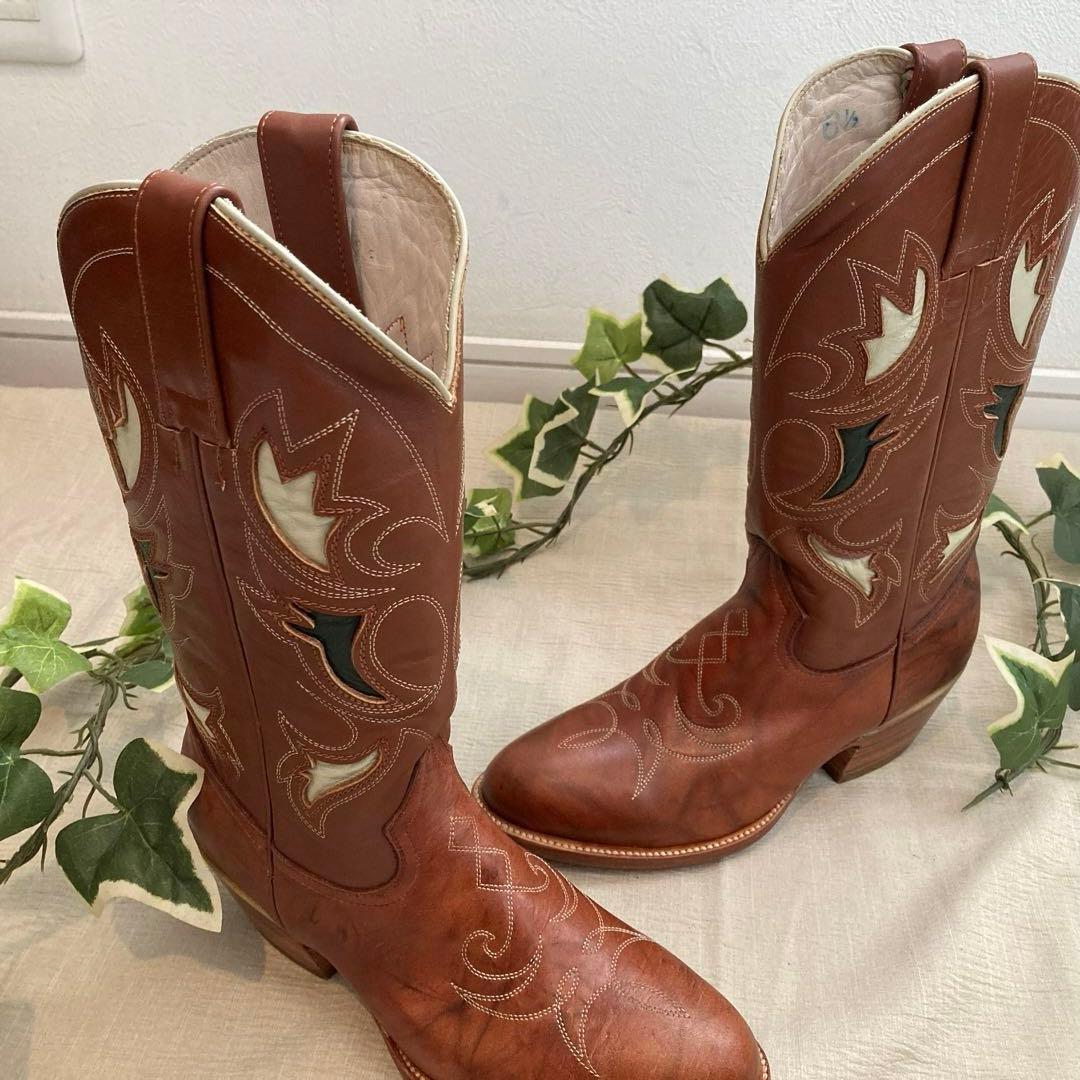 RANCHO BOOTS　ウエスタンブーツ 本革　刺繍 新品　6 1/2