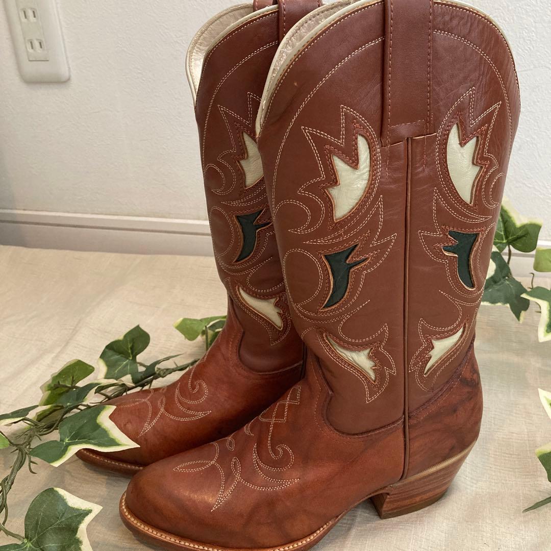 RANCHO BOOTS　ウエスタンブーツ 本革　刺繍 新品　6 1/2