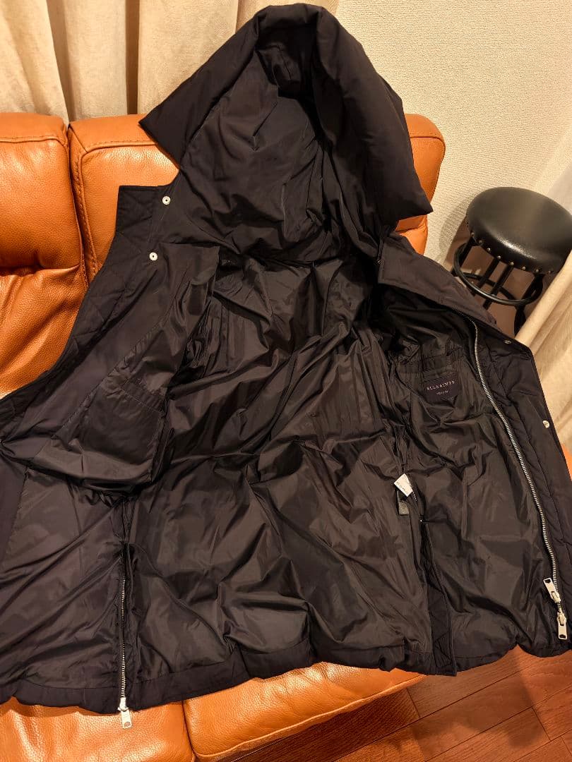 All Saints ブラックモッズコート M