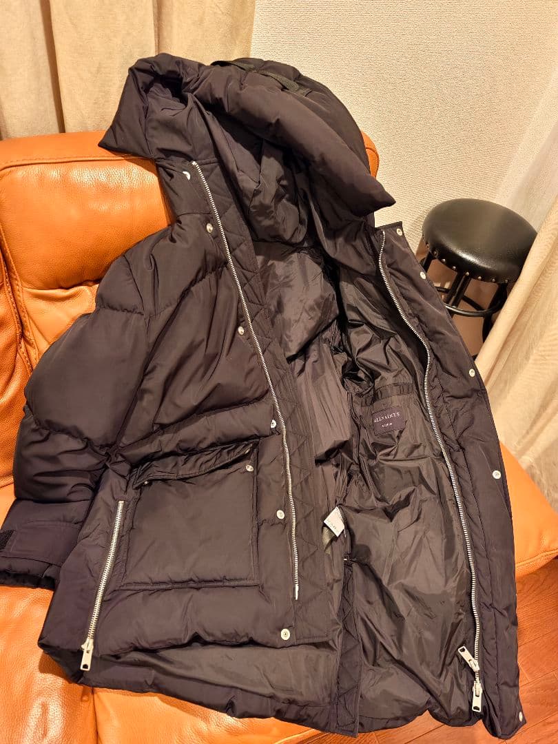 All Saints ブラックモッズコート M