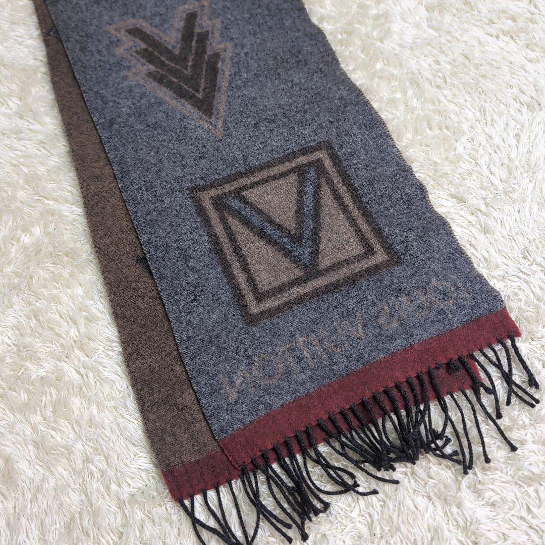 LOUIS VUITTON ルイ・ヴィトン ウール カシミヤ混 ロゴ マフラー