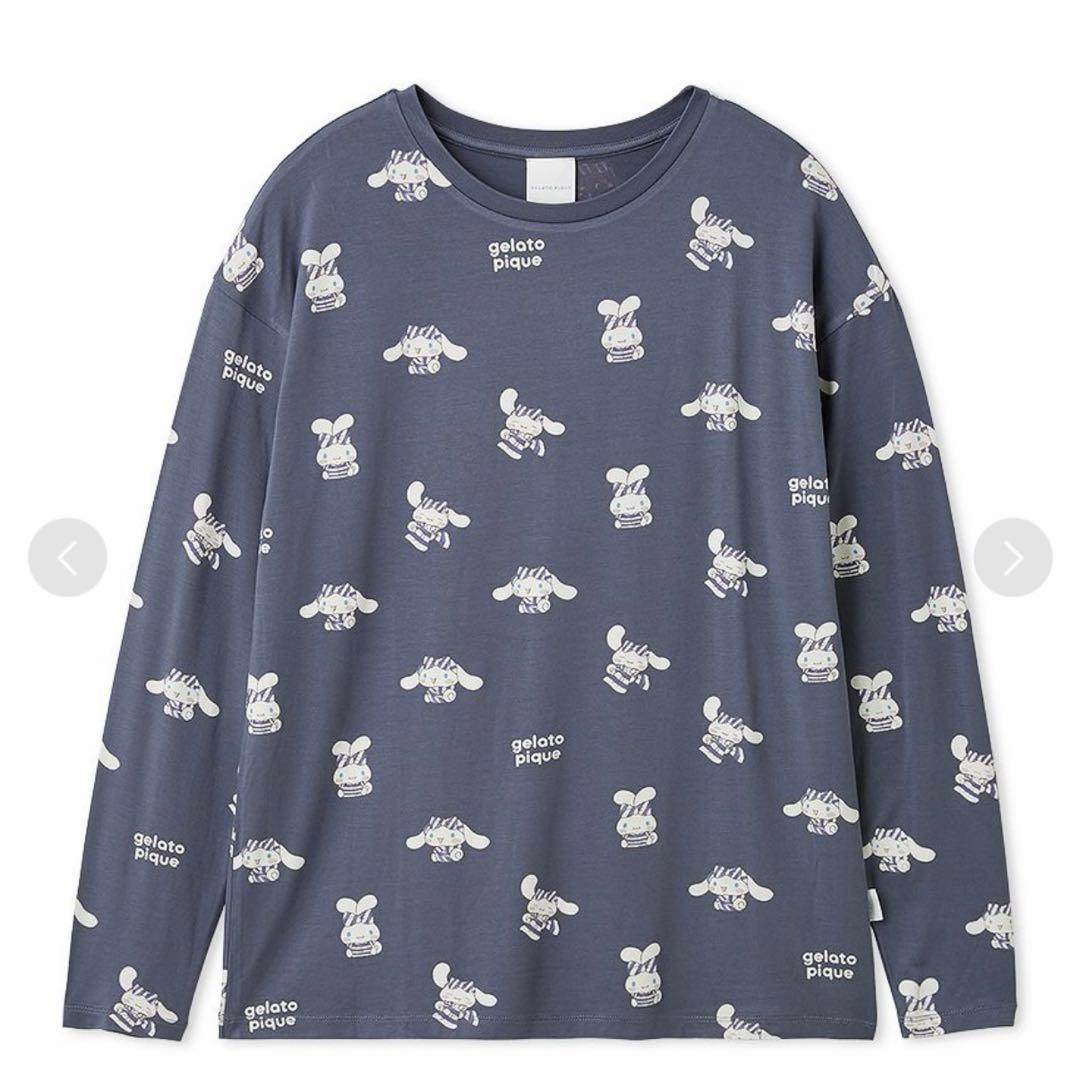 【gelato pique】総柄ロングパンツ　ロングTシャツセット　シナモロール