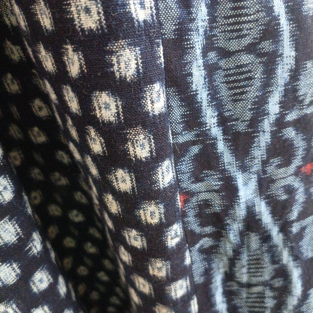 着物リメイク494 木綿絣から Aライン　ロング ジャンパースカート