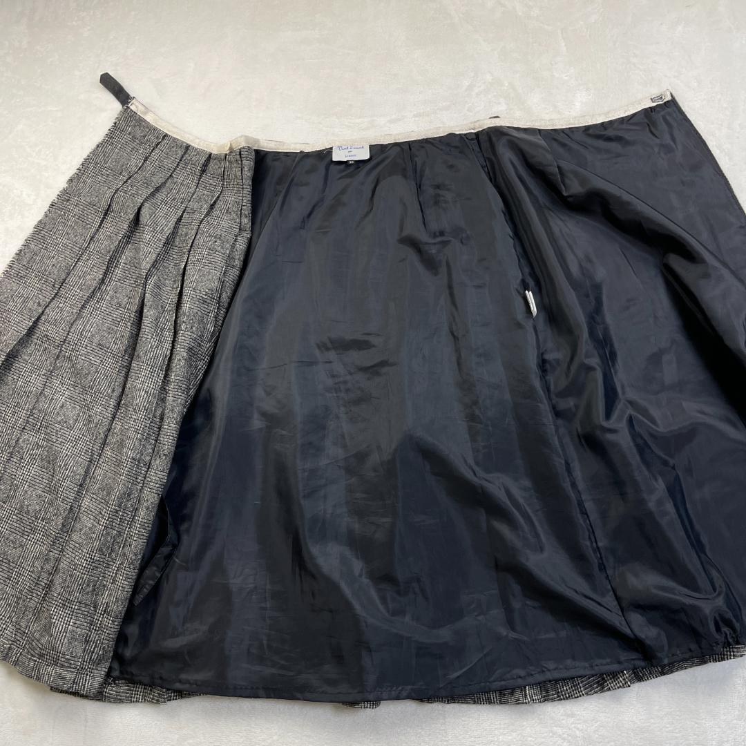 Le minor　グレンチェックプリーツスカート　巻きスカート　グレー