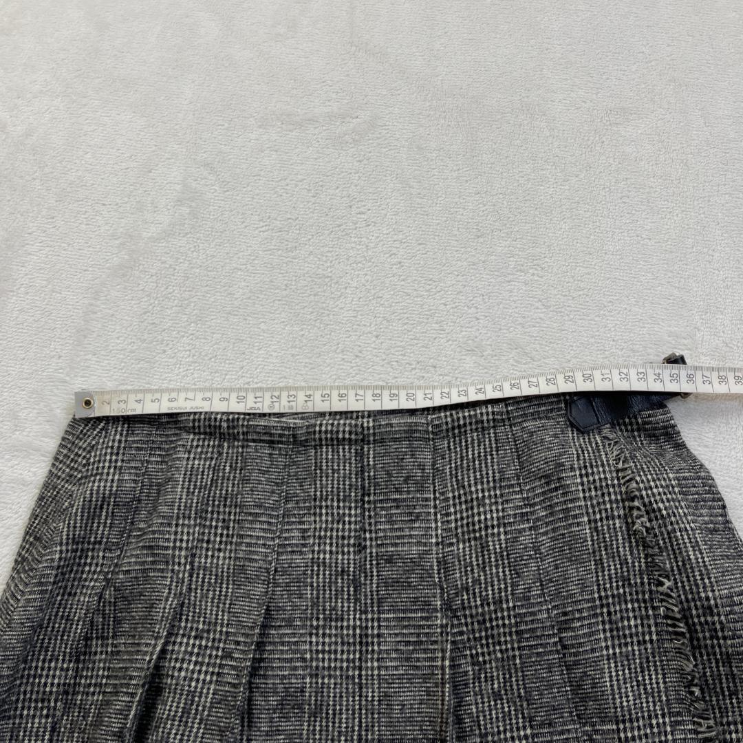 Le minor　グレンチェックプリーツスカート　巻きスカート　グレー