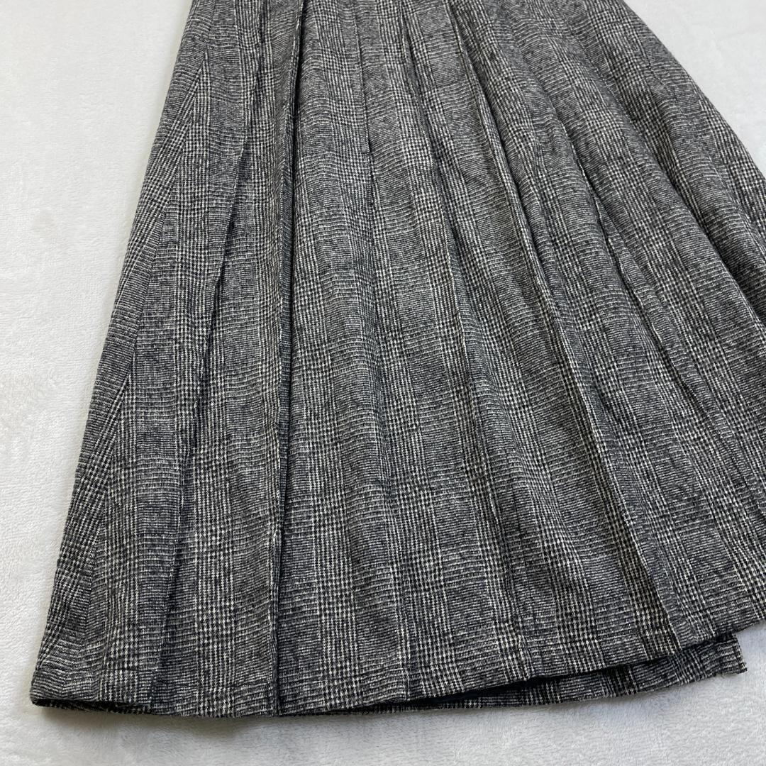 Le minor　グレンチェックプリーツスカート　巻きスカート　グレー