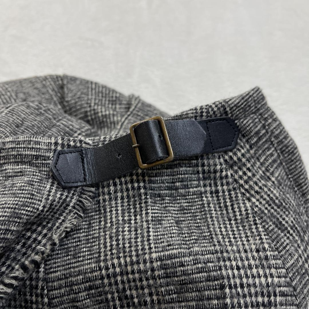 Le minor　グレンチェックプリーツスカート　巻きスカート　グレー