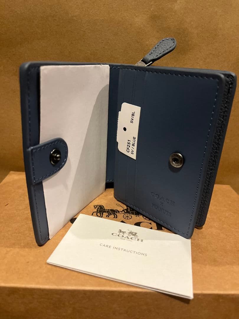 COACH スヌーピー 二つ折り財布 ブルー