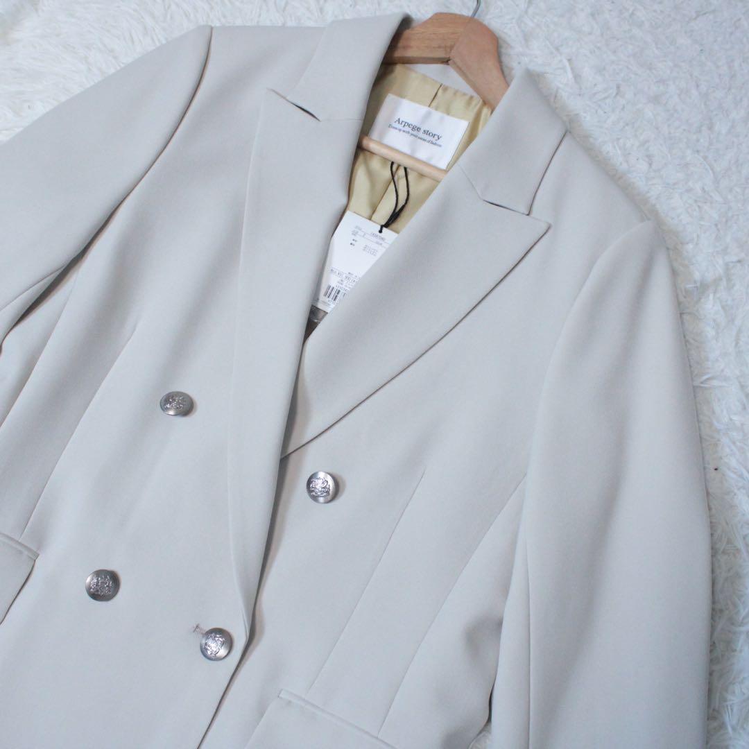 新品 24AW Arpege story W釦テーラードジャケット ライトグレー